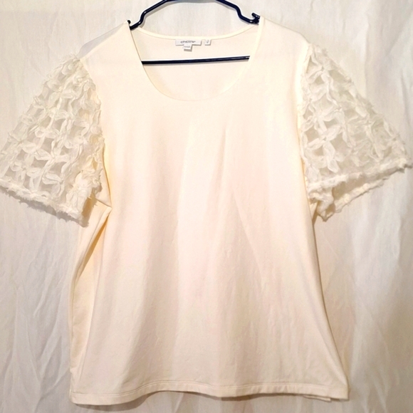 Chico's Tops - 3/$20--Chico's Cotton Cream Blouse, Short White Lacey Sleeves, Slipover,  NWOT